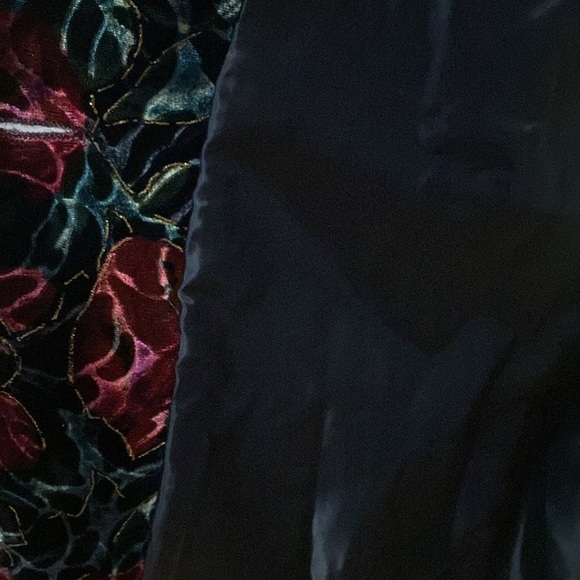 VTG Three Flags Velvet Floral Blazer Jacket Womens 10 Oversized Dark Romantic - Picture 6 of 9